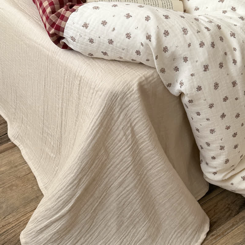 Cherry Gingham Washed Cotton Soft Cozy Bedding Set - image 6