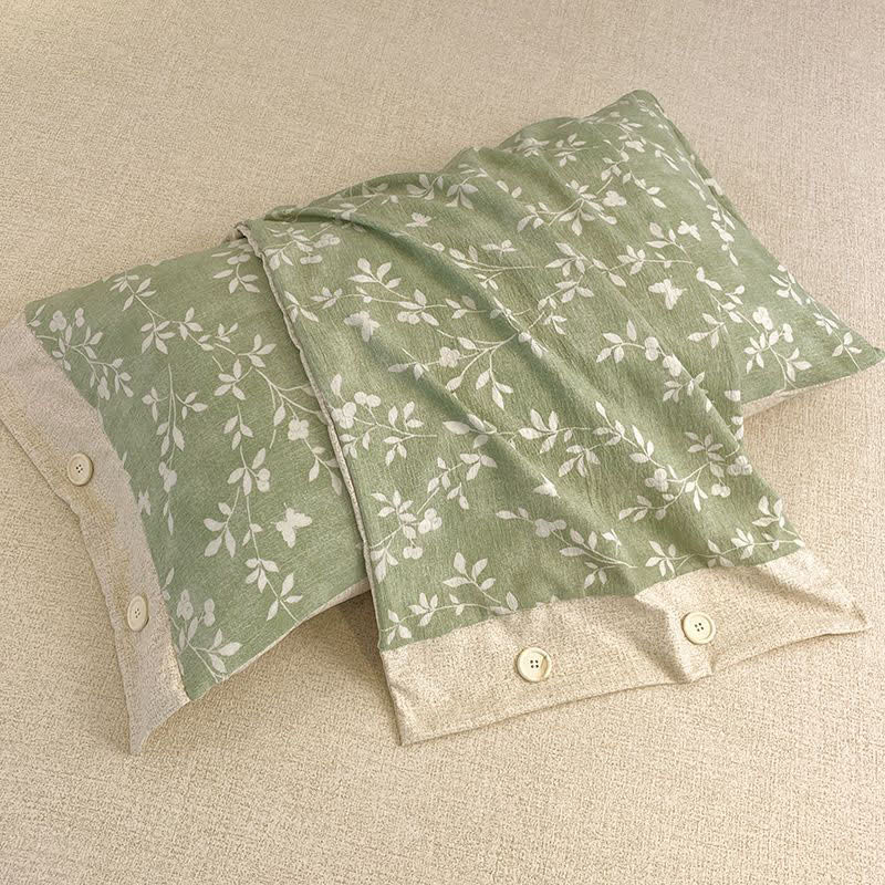 Leafy Vine Cotton Linen Blanket Quilt - image 4