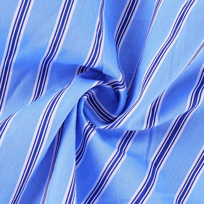 Blue Stripe Lace Cotton Cami Shorts Loungewear Set - image 6