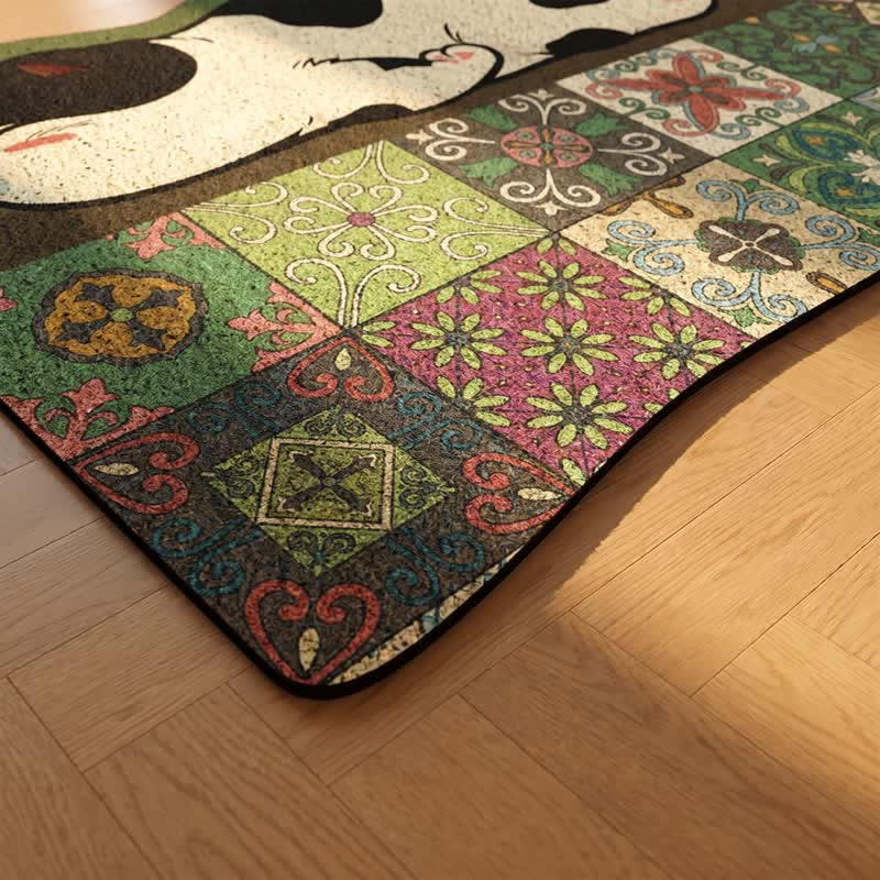 Sleeping Cat Scalloped Tile Entryway Rug - image 4