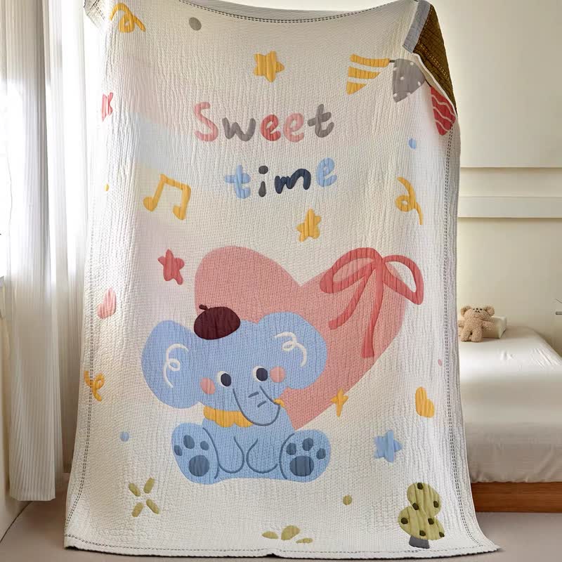 Pastel Elephant Lyocell Quilted Baby Blanket - image 6