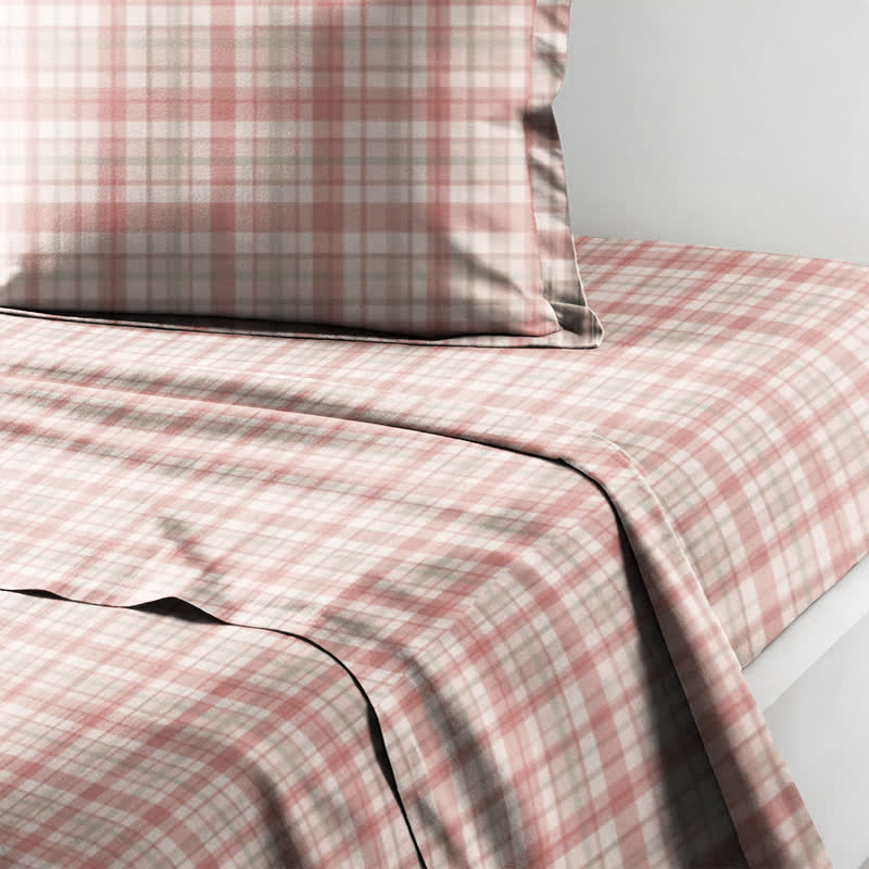 Soft Pink Plaid Twin XL Bedding Set - image 4