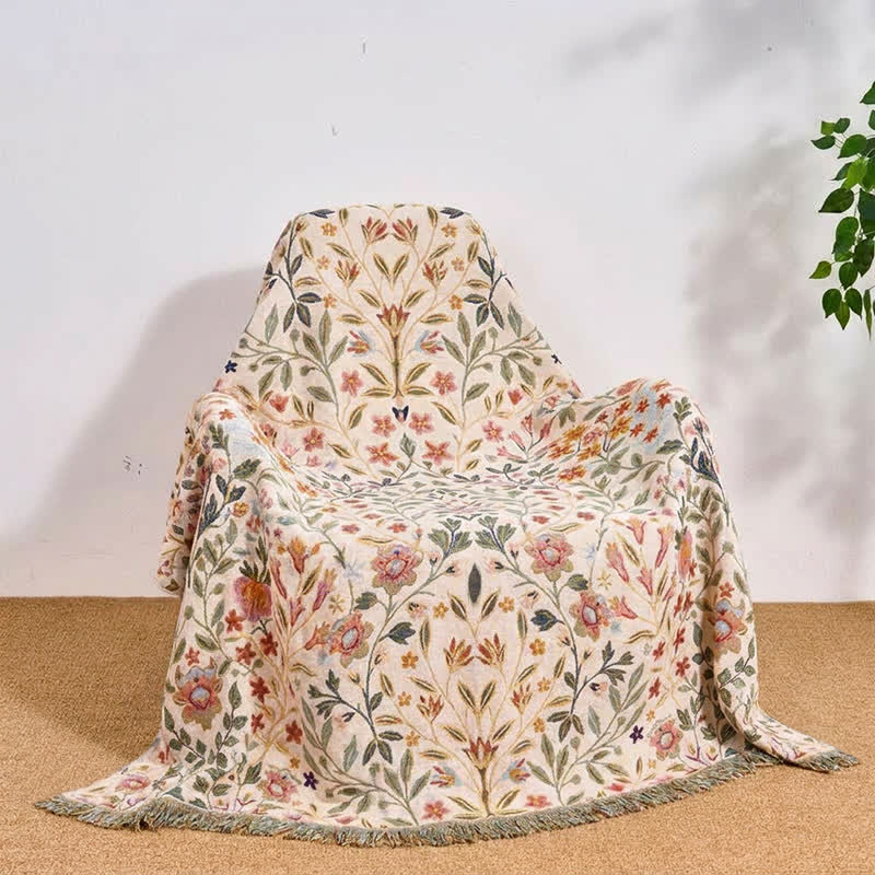 Floral Cotton Muslin Tassel Reversible Quilt - image 5