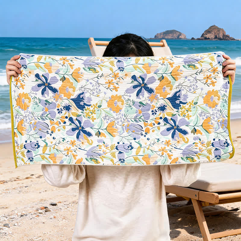Botanical Floral 4-Layer Muslin Beach & Bath Towel - Hand Towel - 2PCS - 14"W x 29"L - image 9