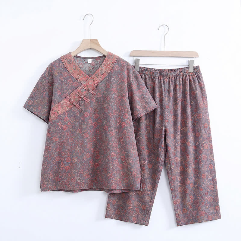 Plus Size Floral Cropped Capris Pants Loungewear - image 21