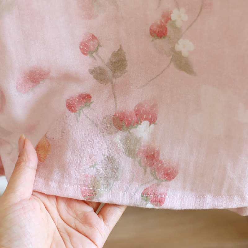 Pink Strawberry Cotton Lounge Nightgown - image 4