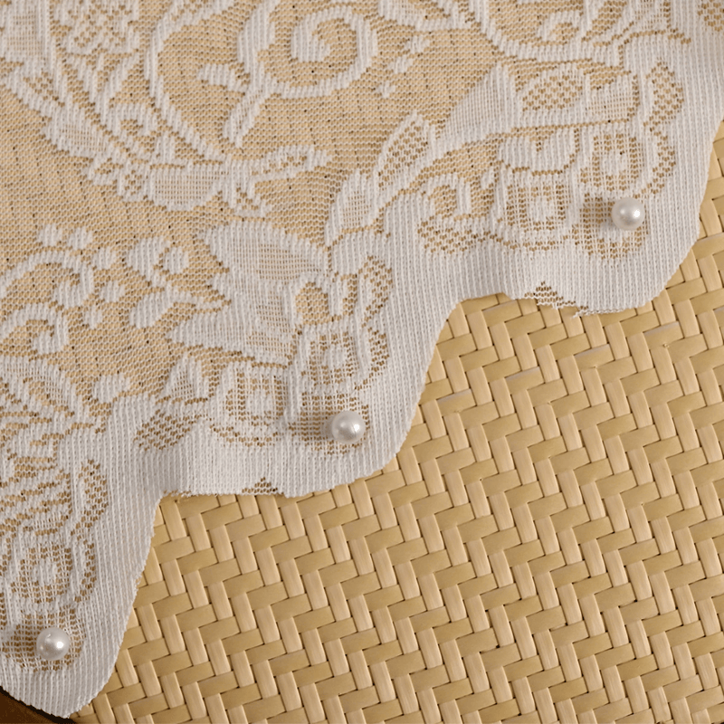 White Phoenix Tail Floral Lace Tier Curtain - image 5
