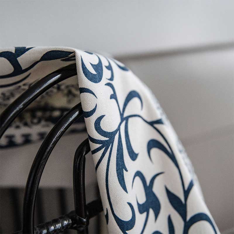 Cotton Linen Blue Pattern Curtain - image 8