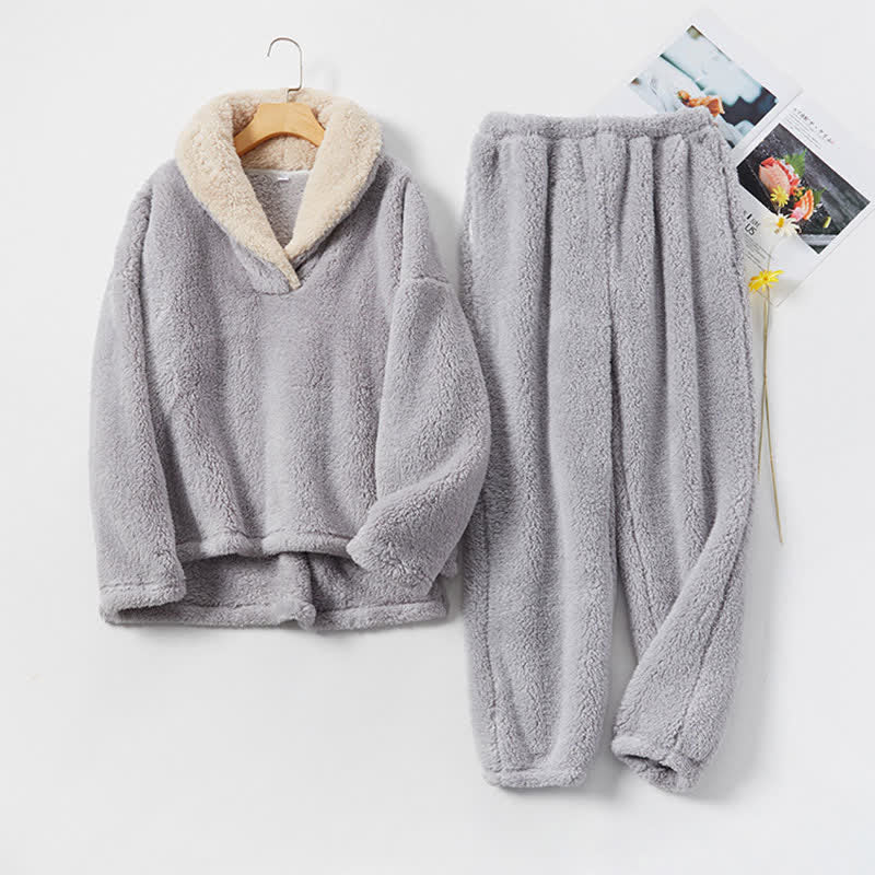 Ownkoti Simple V-Neck Warm Winter Loungewear Set - image 14
