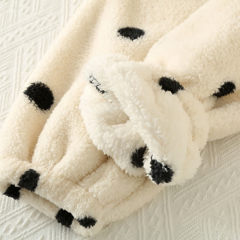 Polka Dot Long Sleeve Fleece Pajama Set - image 8