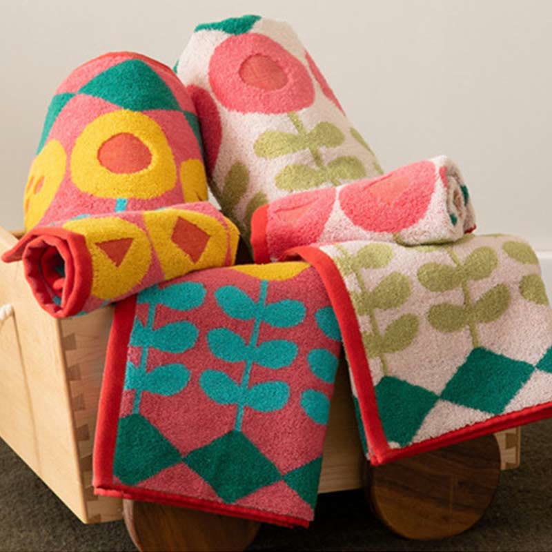 Stylish Flower Print Combed Cotton Towel - image 9
