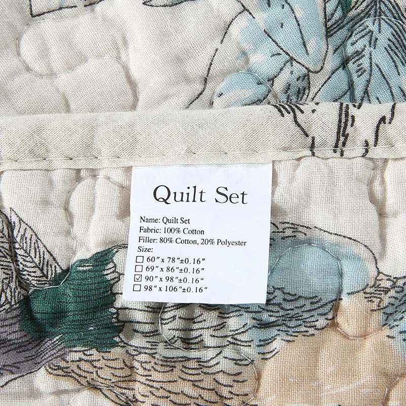 Cheerful Bird Cotton Quilt with Pillowcase - image 3