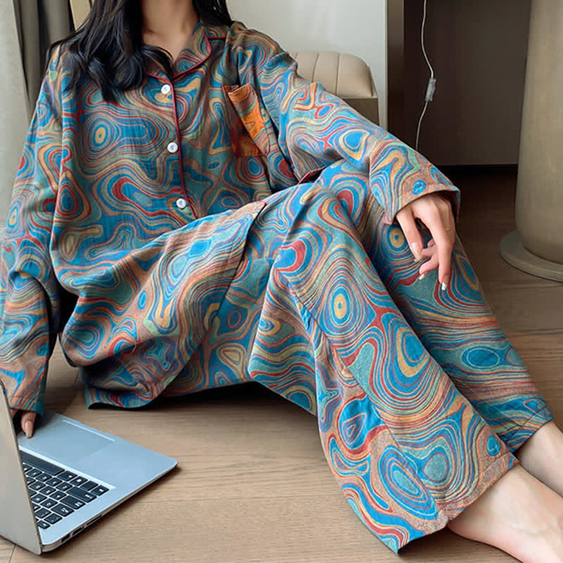 Plus Size Art Print Cotton Loungewear Set - image 4