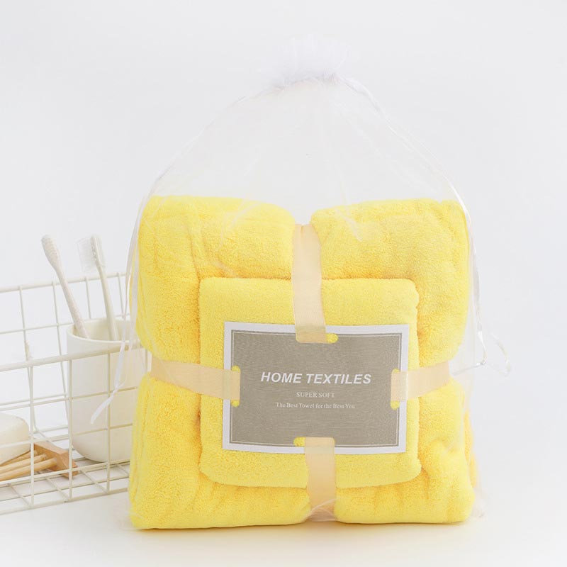 Pure Color Bathroom Towel Bath Towel - Yellow - image 12
