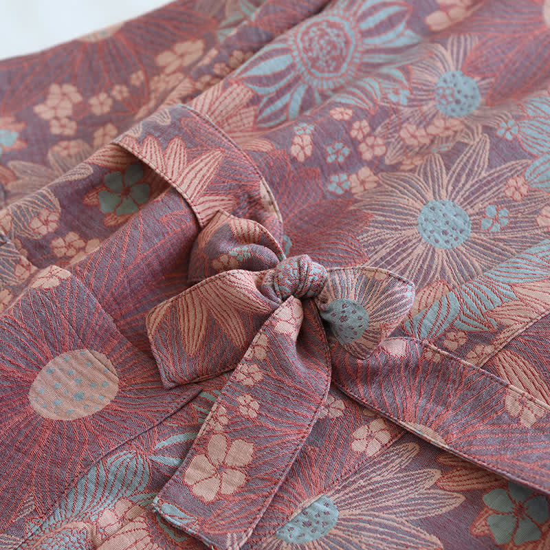 Floral Comfy V-neck Home Sleep Bathrobe - image 6