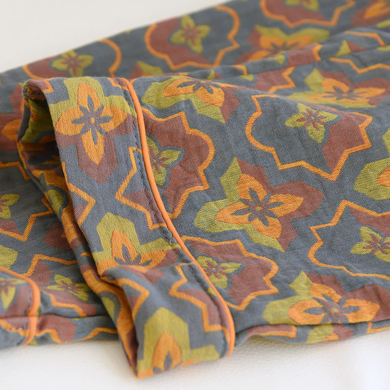 Rhombus Flower Lapel Cotton Loungewear Set - image 9