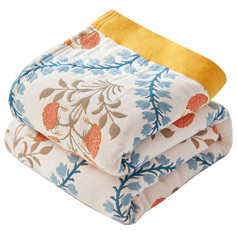 Bluebell Flower Cotton Gauze Reversible Quilt - image 4