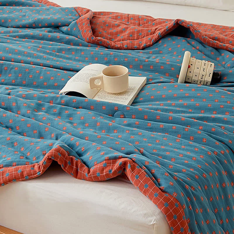 Grid Soft Pure Cotton Reversible Quilt - image 10