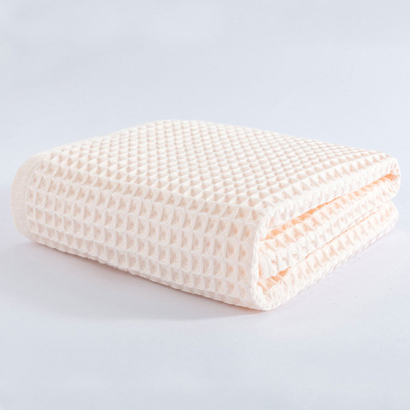 Ownkoti Breathable Cotton Waffle Weave Bath Towel - Light Pink - 70*140cm - image 9