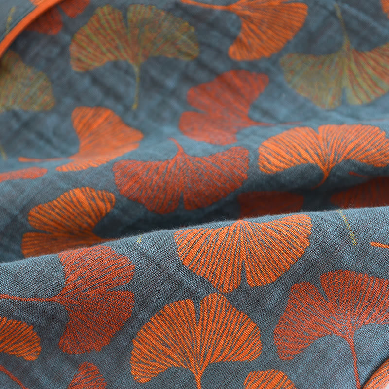 Ginkgo Leaf Button Cotton Loungewear Set - image 12