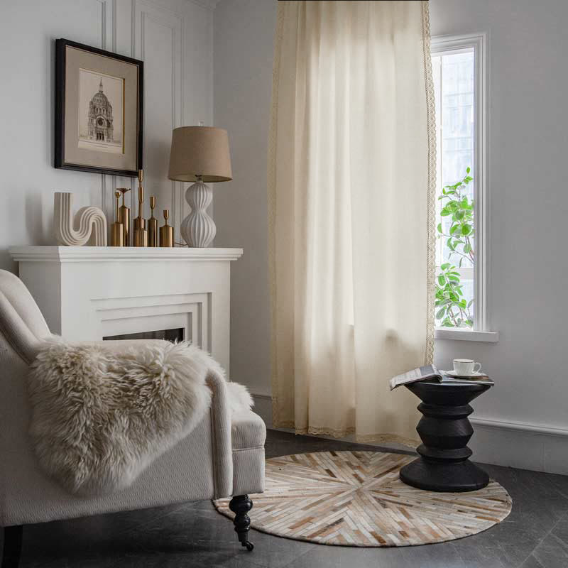 Cotton White Curtain Hollow-Out Drapes with Tassel - image 9