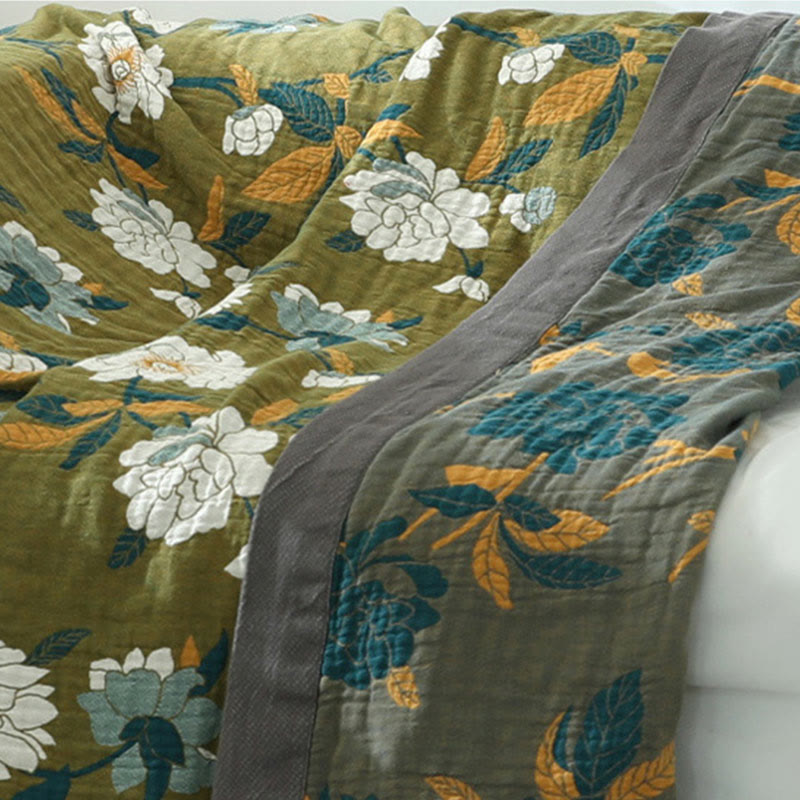 Olive Flower Printed Cotton Quilt - image 3