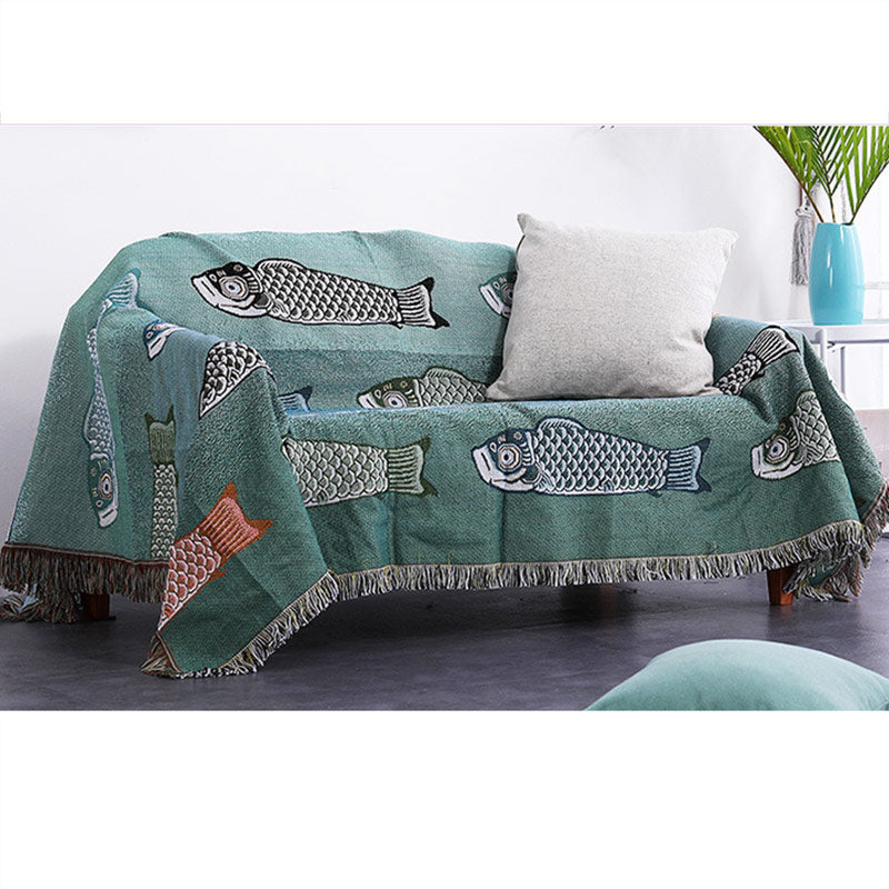 Koi Print Tassel Reversible Blanket - image 8