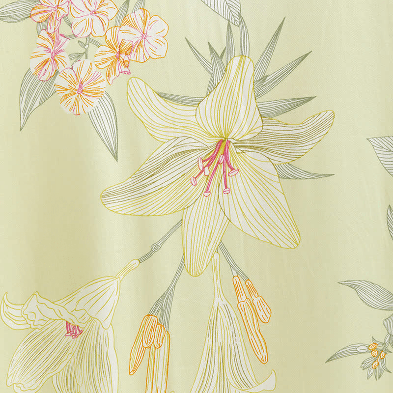 Lily Flower Breathable V-neck Short Loungewear - image 3