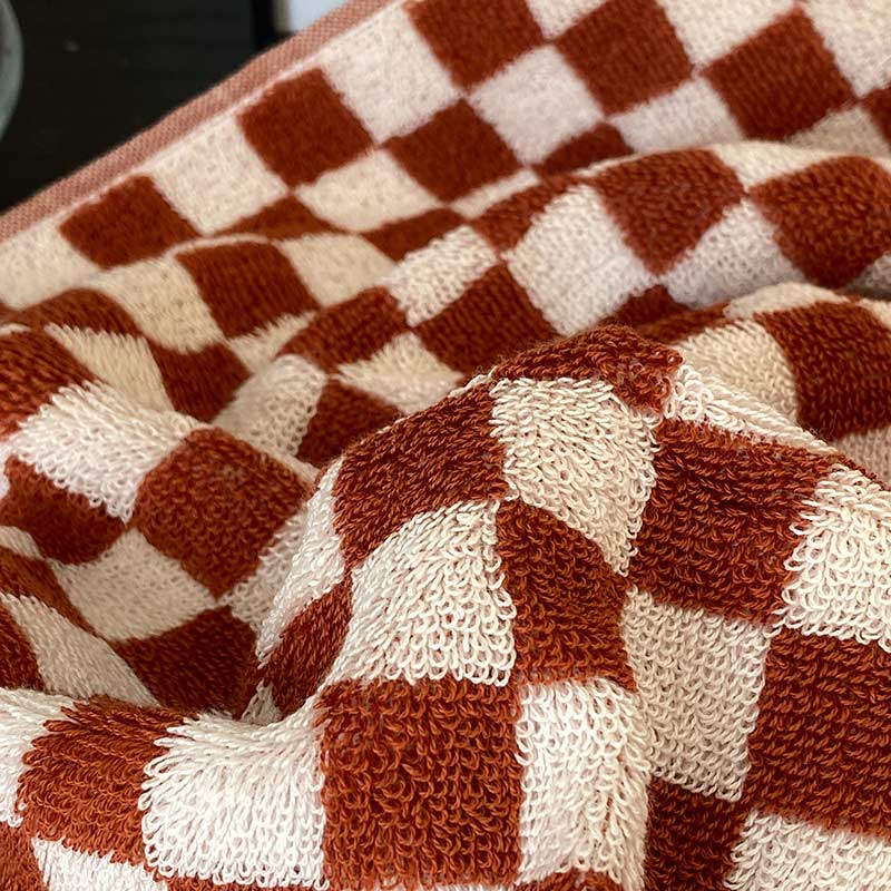 Ownkoti Checkerboard Plaid Colorblock Bath Towel Set - image 2