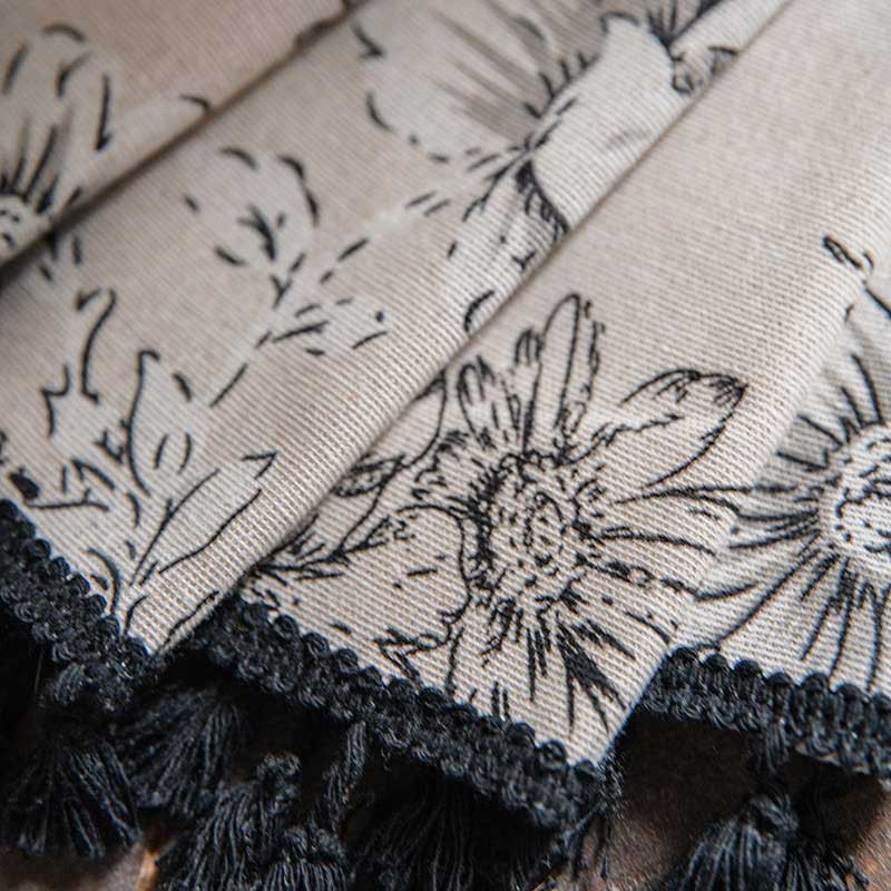 Black Flower Curtain with Black Tassel - image 10