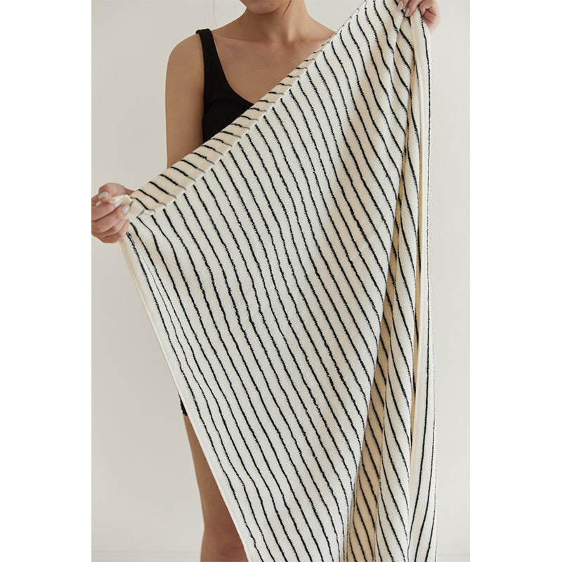 White & Black Striped Breathable Cotton Towel - image 12