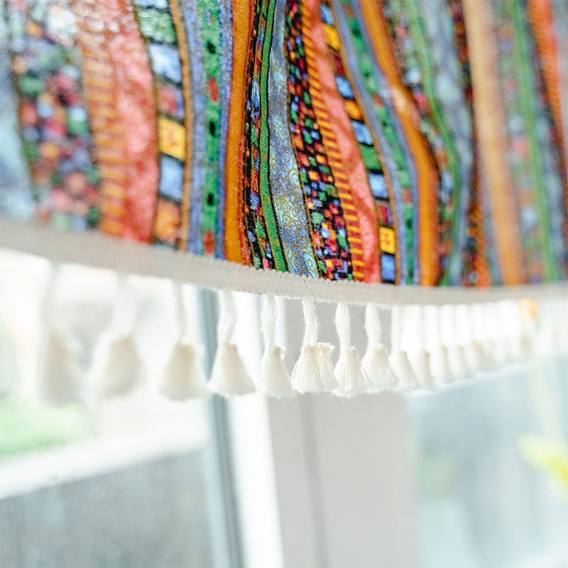 Colorful Plaid Pattern Tassel Tier Curtain - image 14