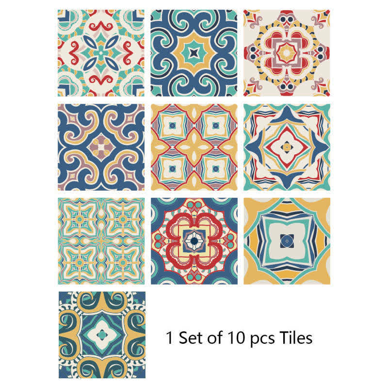 Ownkoti Colorful Mixed Pattern Wallpaper Tile Sticker (10PCS) - image 5