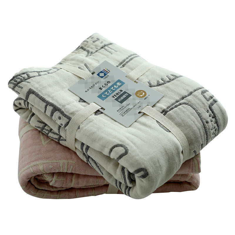 Ownkoti Cat Printed Pillow Towel Bed Cotton Pillow Decor (2PCS) - image 10