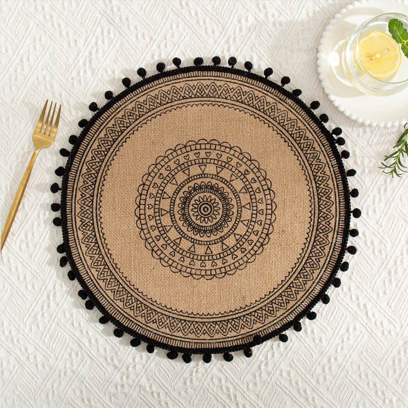Ownkoti Black Woven Cotton Linen Table Mats (3PCS) - image 1