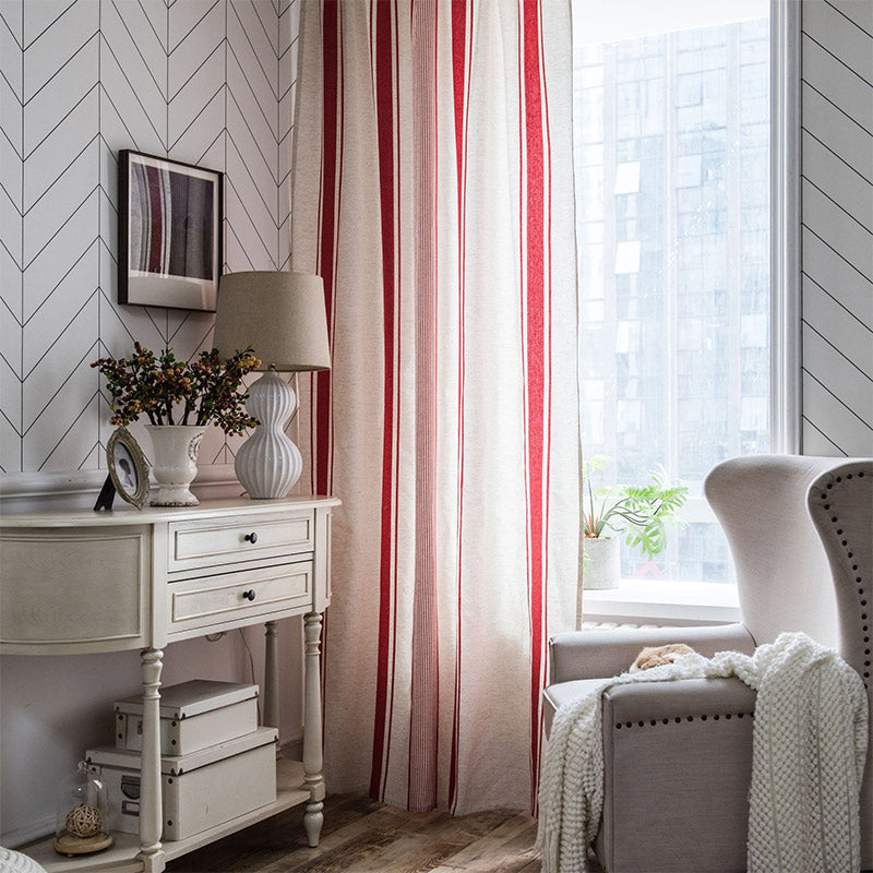 Ownkoti Colorblock Striped Curtains Cotton Linen Drapes - image 1