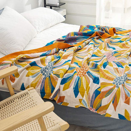 Ownkoti Yellow Flower Print Cotton Reversible Quilt - image 6