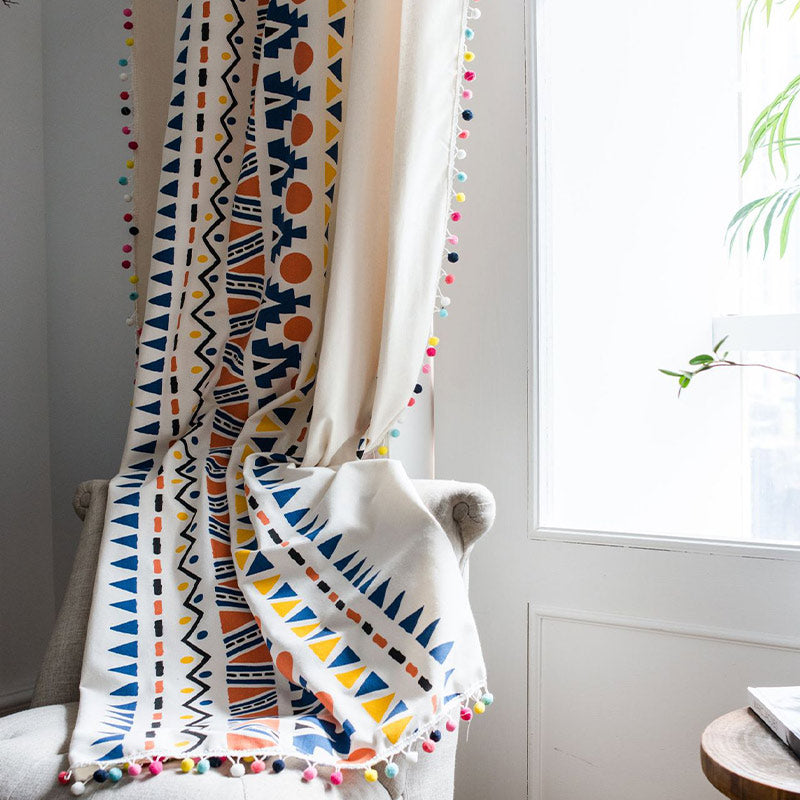 Ownkoti Boho Colorful Geometric Curtain with Tassel - image 2