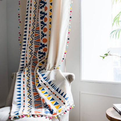 Ownkoti Boho Colorful Geometric Curtain with Tassel - image 2
