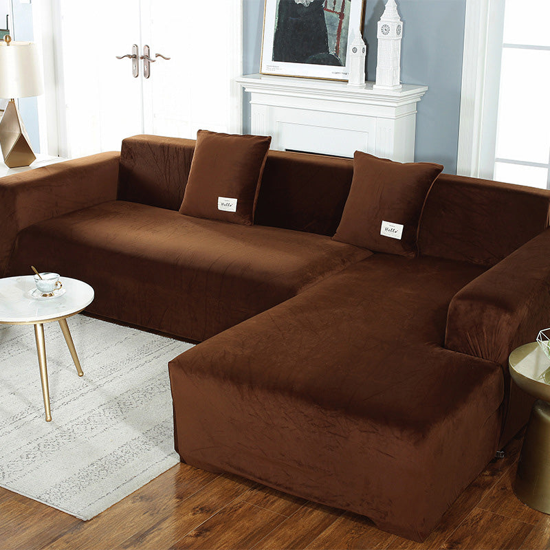 Ownkoti Suede Pure Color Elastic Sofa Cover - Coffee - 4-Seater 92" - 118" (235cm - 300 cm) - image 10