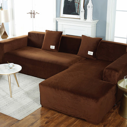 Ownkoti Suede Pure Color Elastic Sofa Cover - Coffee - 4-Seater 92" - 118" (235cm - 300 cm) - image 10