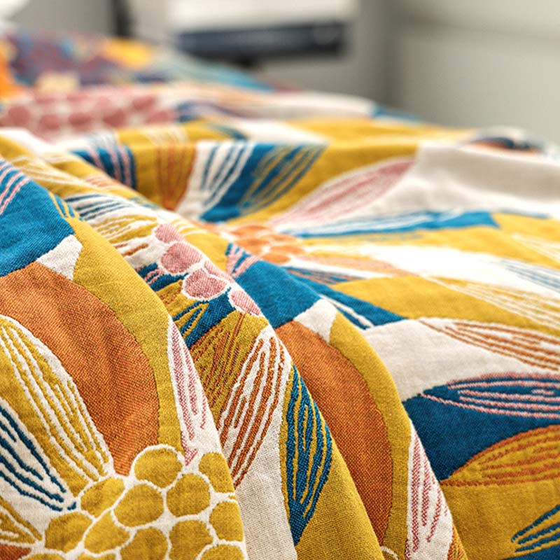 Ownkoti Yellow Flower Print Cotton Reversible Quilt - image 10