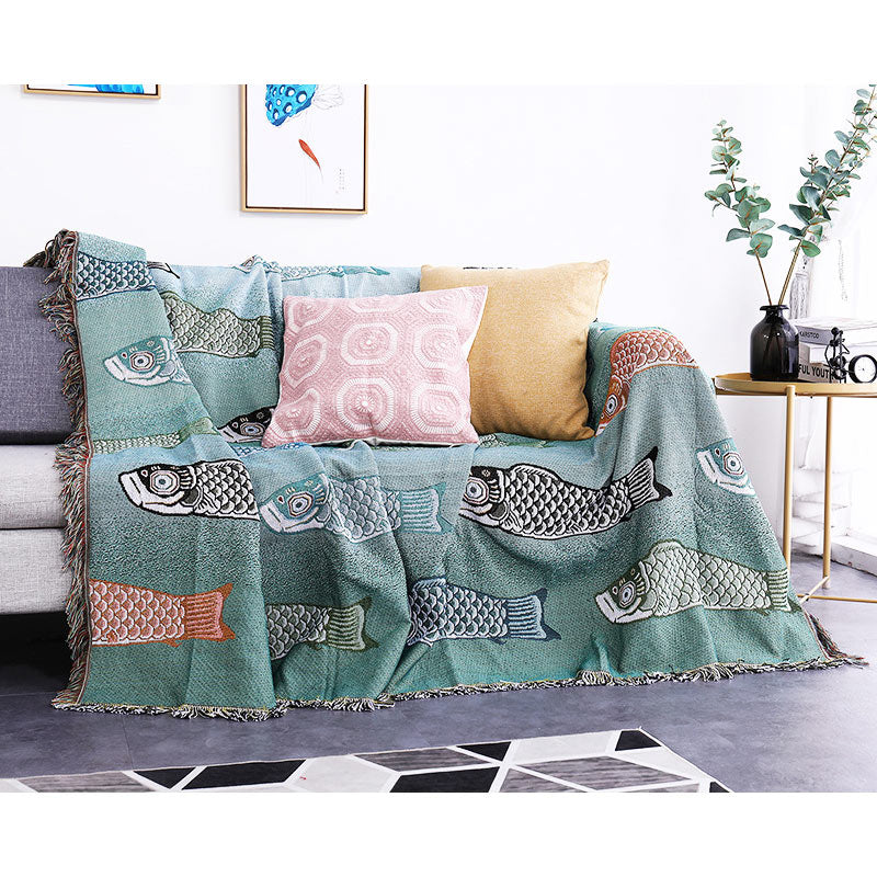 Koi Print Tassel Reversible Blanket - image 7