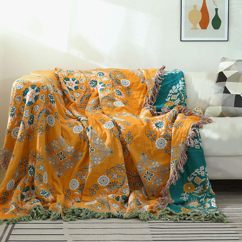 Ownkoti Pattern Reversible Quilt Flower Leisure Quilt - Yellow - King - image 11