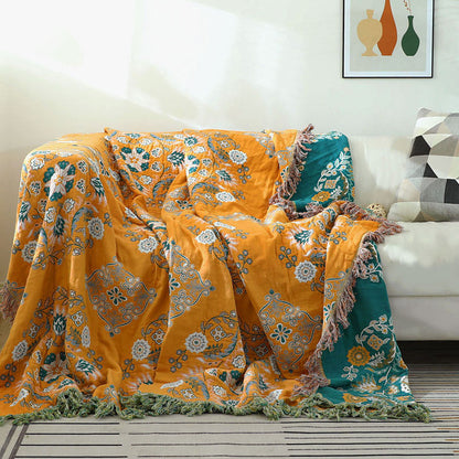 Ownkoti Pattern Reversible Quilt Flower Leisure Quilt - Yellow - King - image 11
