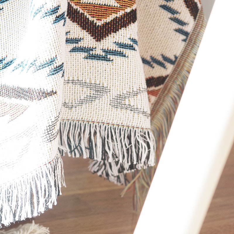 Bohemian Knitted Lounge Blanket with Tassel - image 7