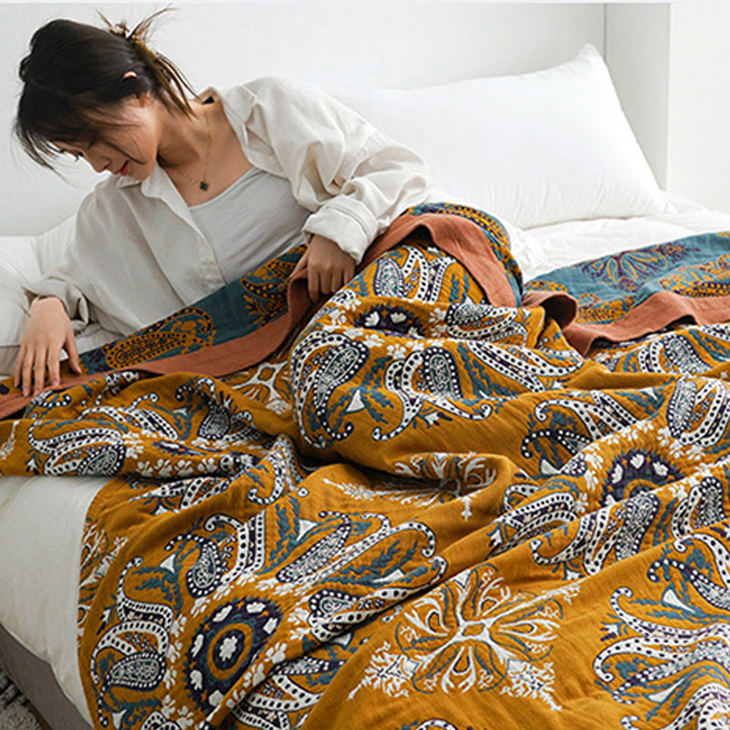 Flower Cotton Gauze Quilt Reversible Blanket - image 3