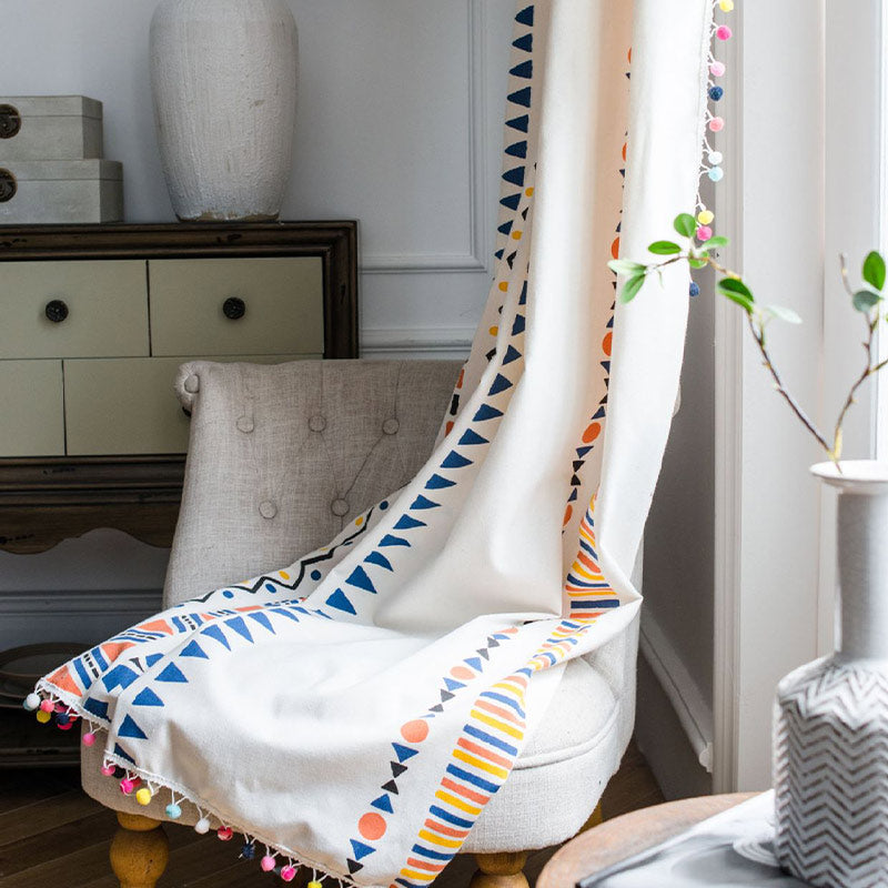 Ownkoti Boho Colorful Geometric Curtain with Tassel - image 3