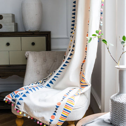 Ownkoti Boho Colorful Geometric Curtain with Tassel - image 3