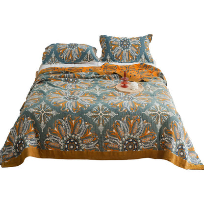 Ownkoti Dark Cyan Double-Sided Floral Cotton Quilt - image 8